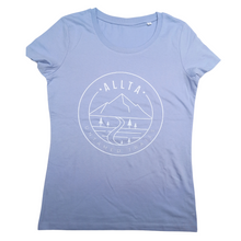 Load image into Gallery viewer, Women&#39;s Double Mountain Organic Cotton T-shirt - Serene Blue
