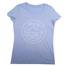 Load image into Gallery viewer, Women's Double Mountain Organic Cotton T-shirt - Serene Blue