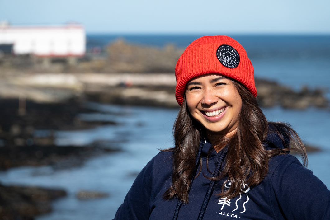 Trail Side Wind-Resistant Recycled Patch Beanie - Flame